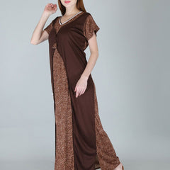 Be You Women Printed Satin Maxi Nightdress