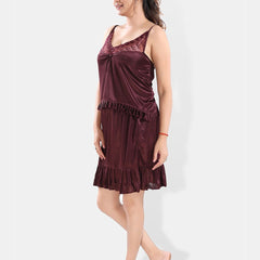 Be You Shoulder Straps Satin Night Suit With Robe