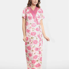 Be You Printed V-Neck Satin Maxi Wrap Nightdress