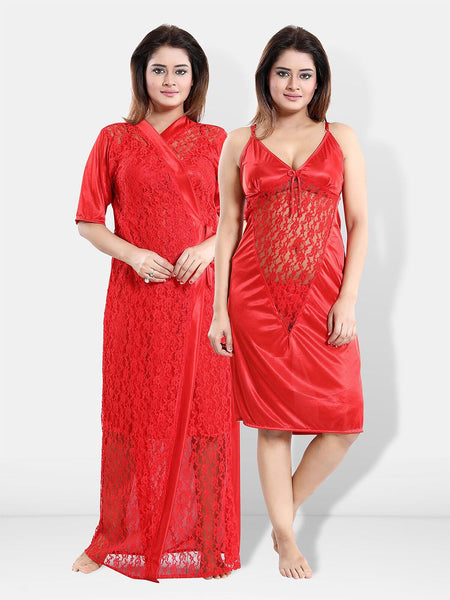 Be You V-Neck Satin Maxi Nightdress With Robe