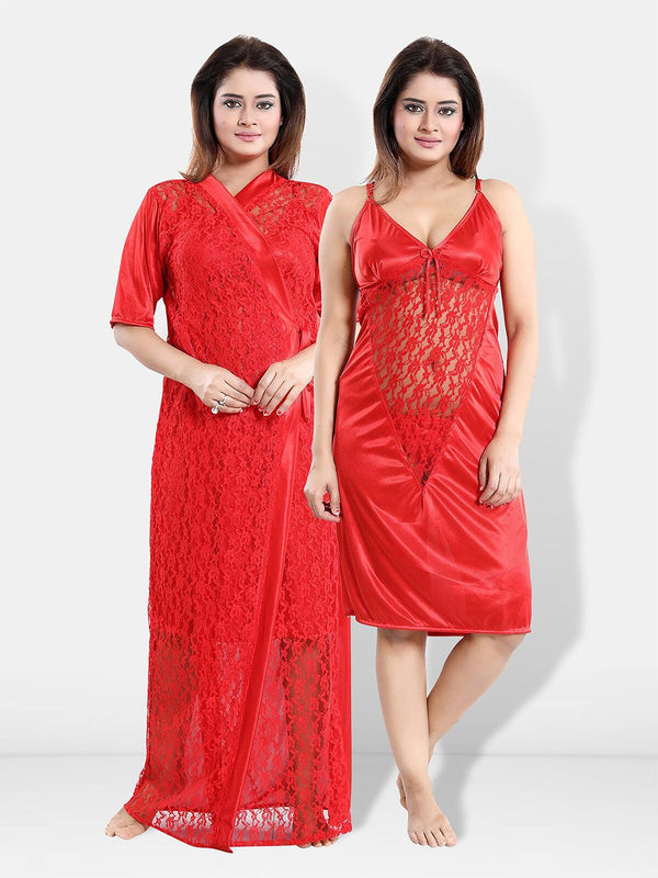 Be You V-Neck Satin Maxi Nightdress With Robe