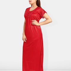 Be You Self Design Satin Maxi Nightdress