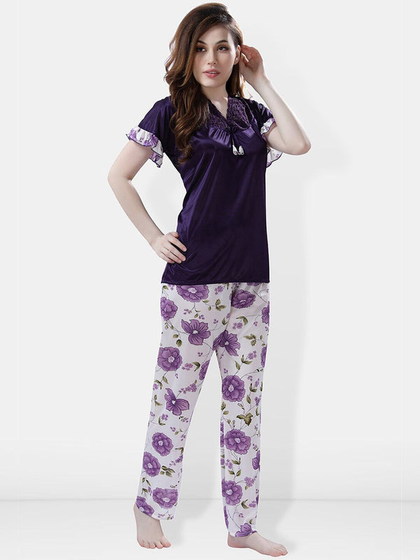 Be You Printed Satin Night Suit