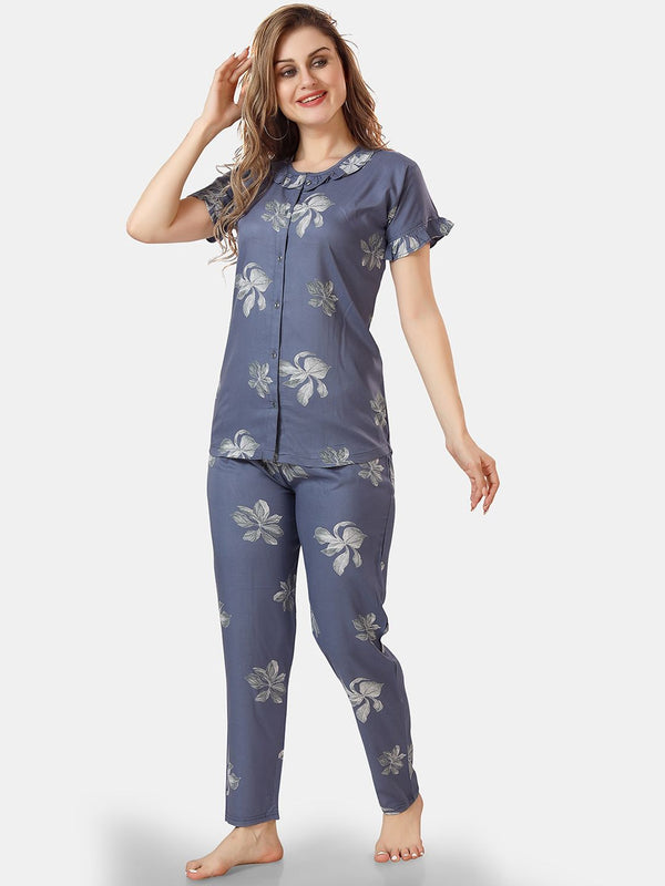 Be You Floral Printed Shirt And Pyjama Night Suit
