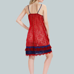 Be You Solid Lace Details Satin Nighty with Robe