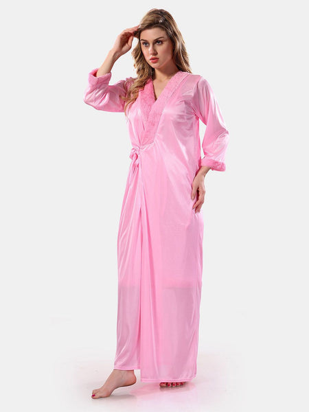 Be You Floral Lace Satin Night Dress With Robe