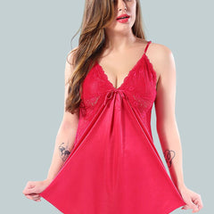 Be You Women Pink Solid Satin Short Nighty with Robe