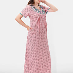 Be You Printed And Embroidered Maxi Nightdress