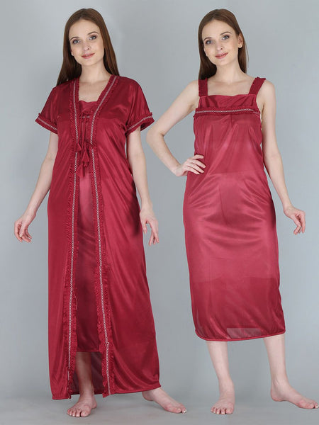Be You Maroon Maxi Nightdress