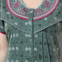 Be You Green Embroidered Maxi Nightdress