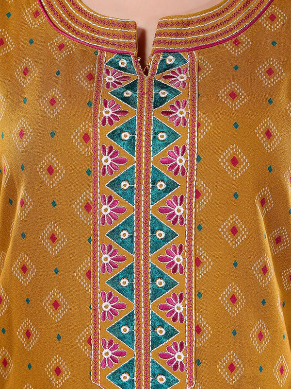 Be You Ethnic Motifs Printed Maxi Nightdress