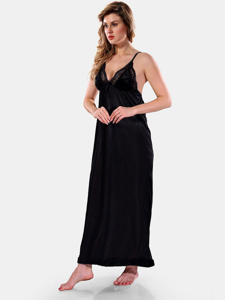 Be You Floral Lace Satin Night Dress With Robe