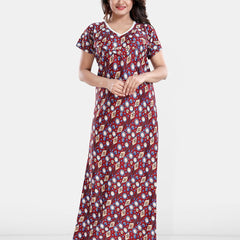 Be You Geometric Printed Maternity Satin Maxi Nightdress