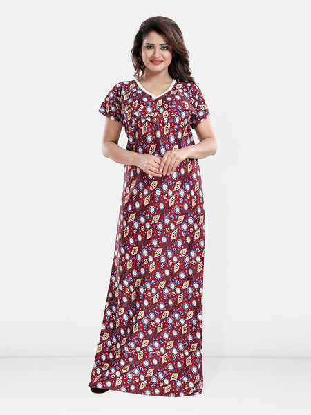 Be You Geometric Printed Maternity Satin Maxi Nightdress