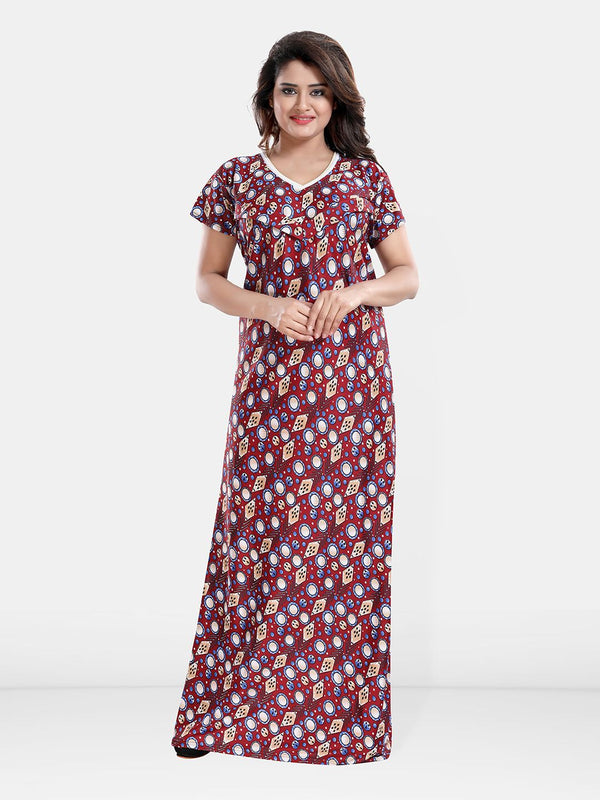 Be You Geometric Printed Maternity Satin Maxi Nightdress