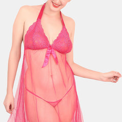 Be You Self Design Halter Neck Net Baby Doll