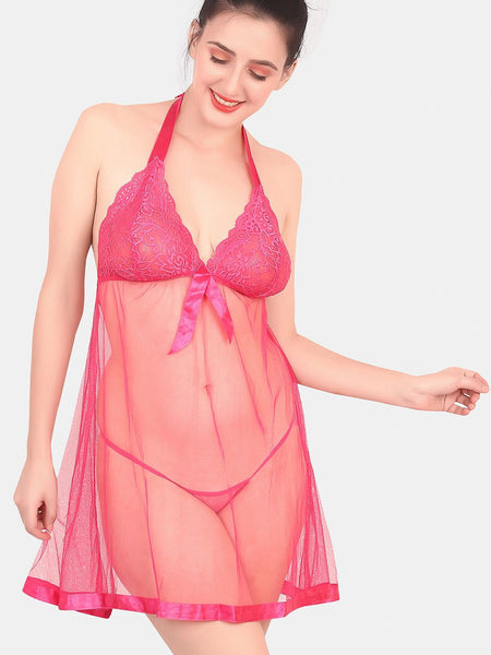 Be You Self Design Halter Neck Net Baby Doll