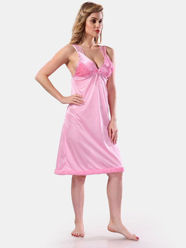 Be You Floral Lace Satin Night Dress With Robe