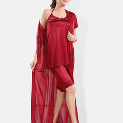 Be You Satin Night Suit With Robe