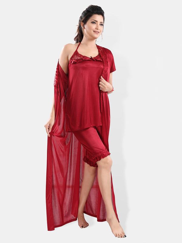 Be You Satin Night Suit With Robe