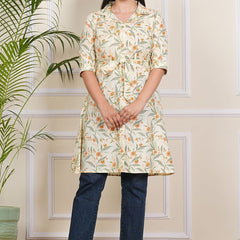 Be You Floral Printed Pure Cotton A-Line Kurta