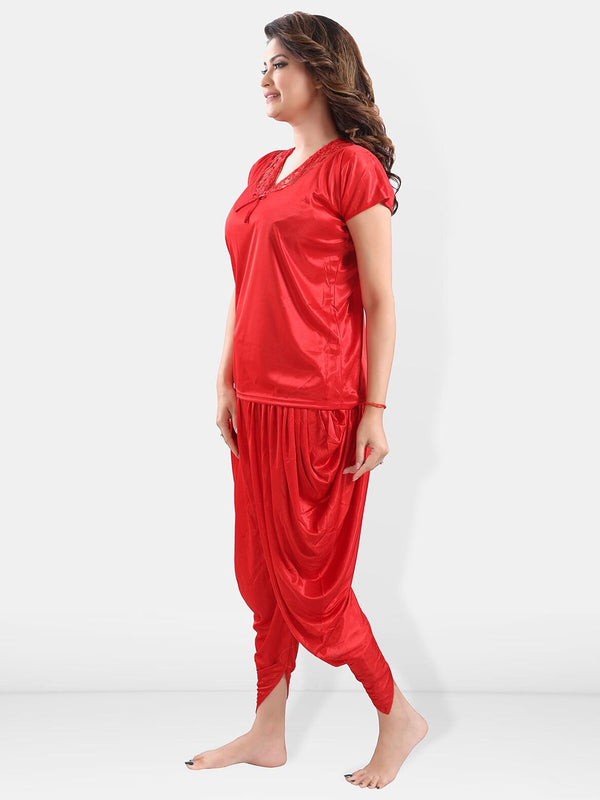 Be You V-Neck Satin Night Suit With Robe