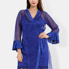 Be You V-Neck Satin Wrap Nightdress With Robe