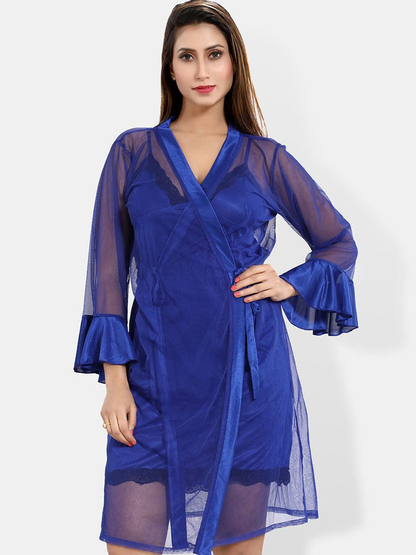Be You V-Neck Satin Wrap Nightdress With Robe