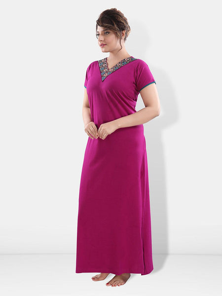 Be You Floral Embroidered V-Neck Maxi Nightdress