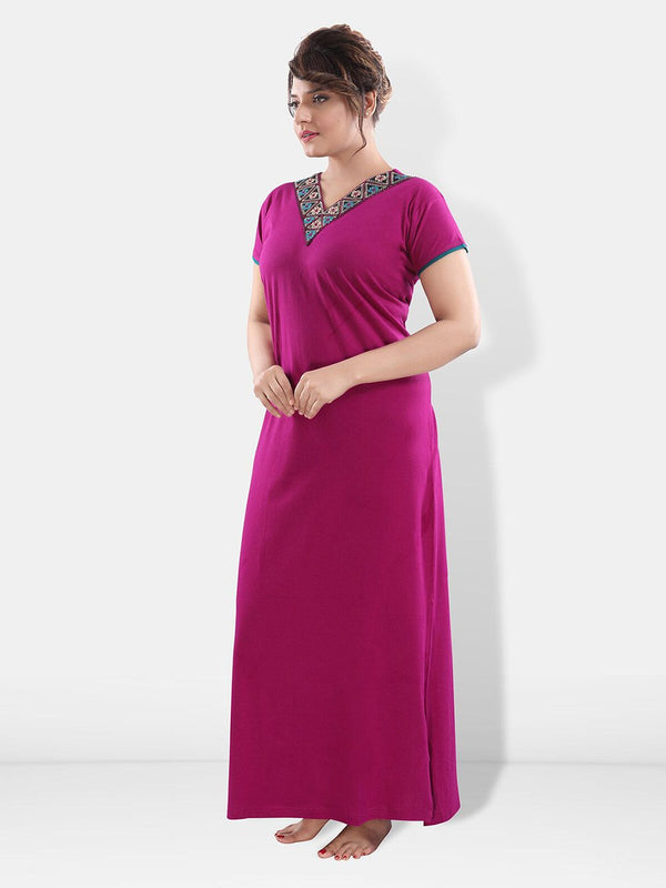 Be You Floral Embroidered V-Neck Maxi Nightdress