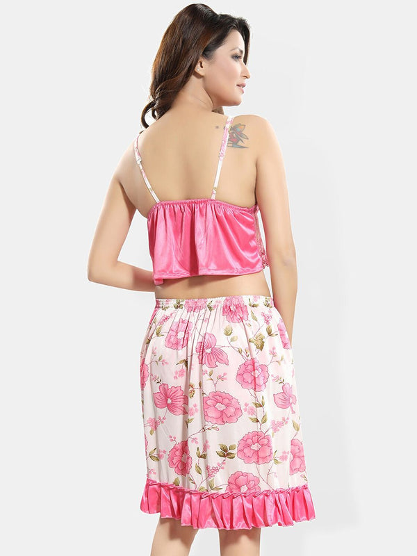Be You Self Design Top & Skirt Night Suit Set