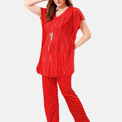 Be You Geometric Printed Satin Night Suit