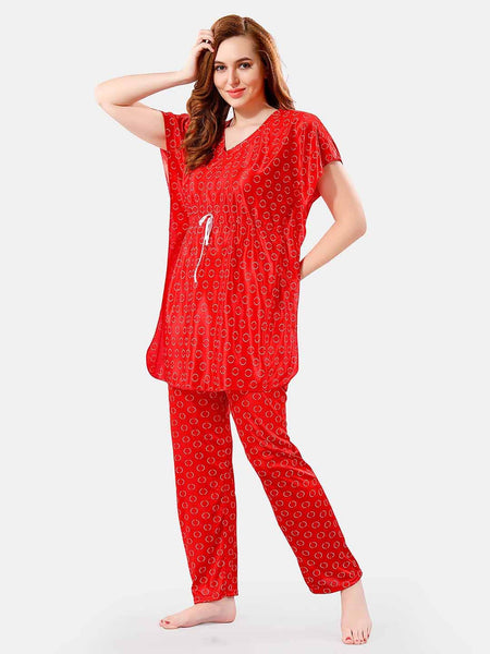 Be You Geometric Printed Satin Night Suit