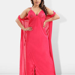 Be You 6 Pieces Satin Maxi Nightdress Set With Robe And Lingerie Set