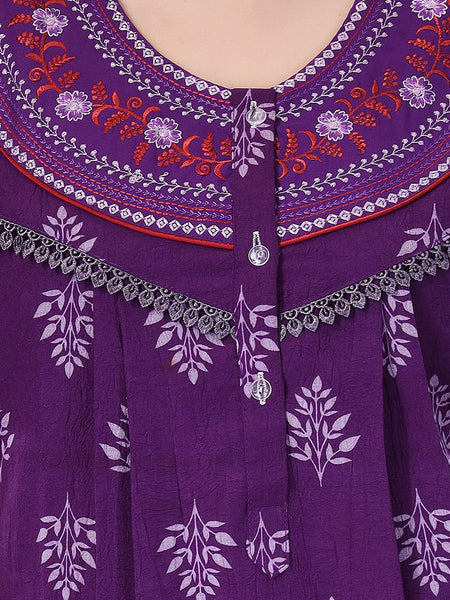 Be You Printed And Embroidered Maxi Nightdress