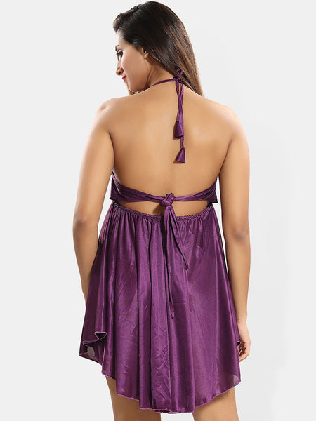 Be You Women Satin Halter Neck Baby Doll