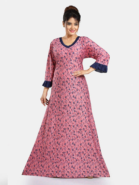 Be You Floral Printed V-Neck Satin Maxi Nightdress