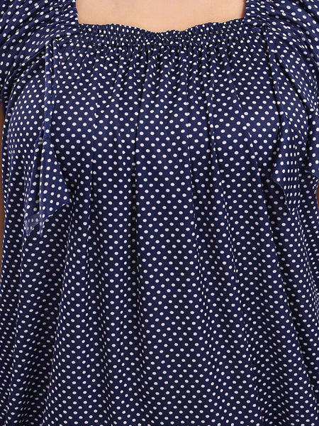 Be You Polka Dot Printed Square Neck Satin Maxi Nightdress