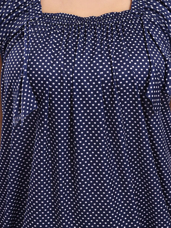 Be You Polka Dot Printed Square Neck Satin Maxi Nightdress
