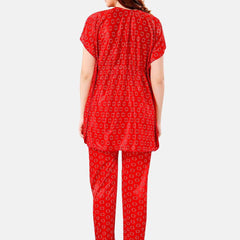Be You Geometric Printed Satin Night Suit