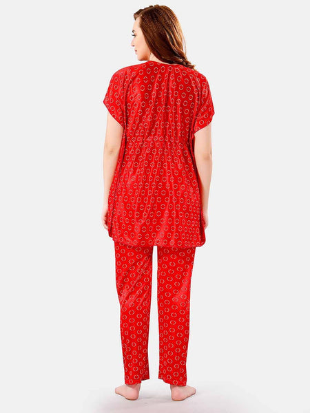 Be You Geometric Printed Satin Night Suit