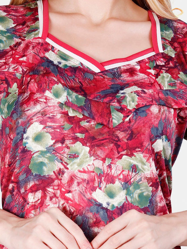 Be You Printed Satin Maternity Maxi Nightdress