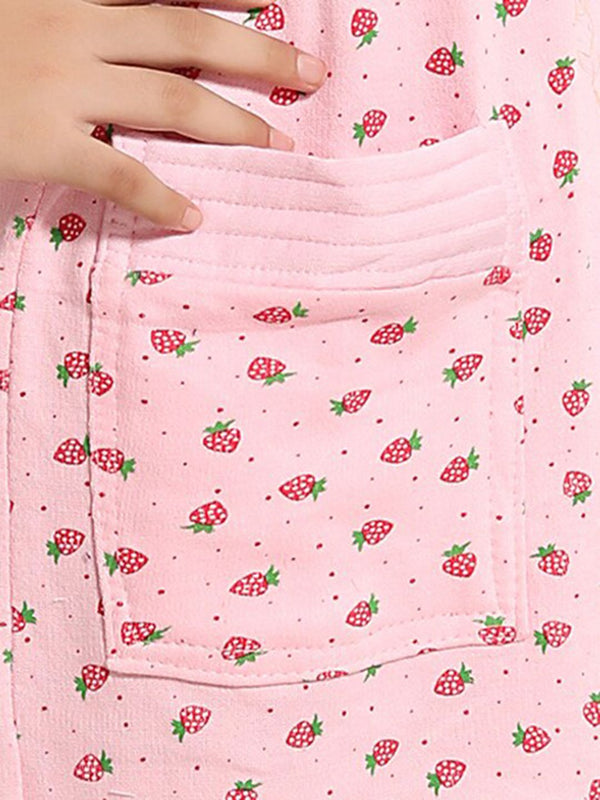 Be You Pink Conversational Cotton Drawstring Knee Length Bath Robe