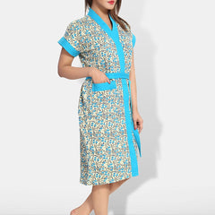 Be You Women Printed Cotton Anti-bacterial Super Soft Bath Robe With Belt