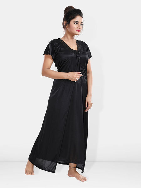 Be You Maxi Satin Wrap Nightdress With Robe