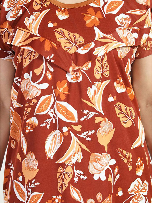 Be You Womjenb Maternity Floral Printed Maxi Nightdress