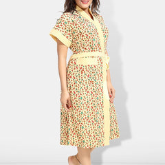 Be You Women Printed Cotton Anti-bacterial Super Soft Bath Robe With Belt