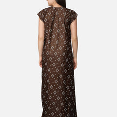 Be You Brown Printed Maxi Nightdress