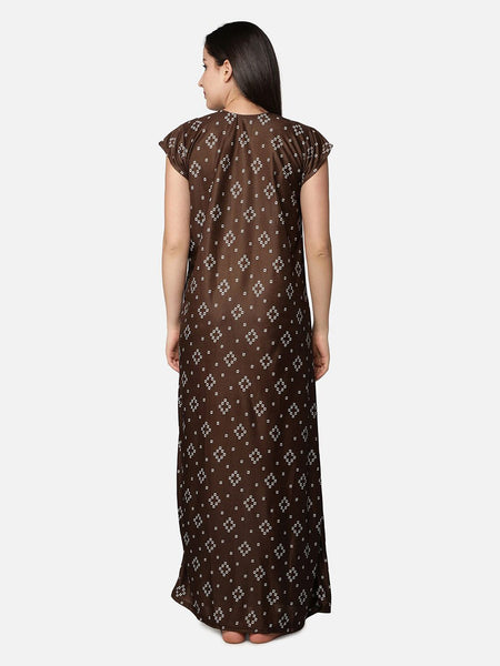 Be You Brown Printed Maxi Nightdress