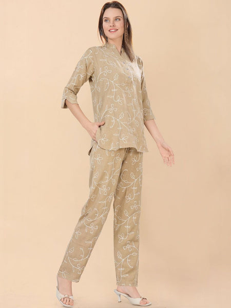 Be You Embroidered Top With Trousers Co-Ords